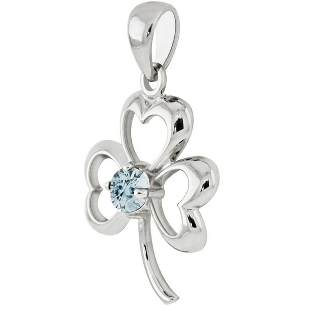 18-Inch Rhodium Plated Necklace with 4mm Aqua Birthstone Beads and Sterling Silver Blessed Trinity Charm. 18-Inch Rhodium Plated Necklace with 4mm Aqua Birthstone Beads and Sterling Silver Blessed Trinity Charm.